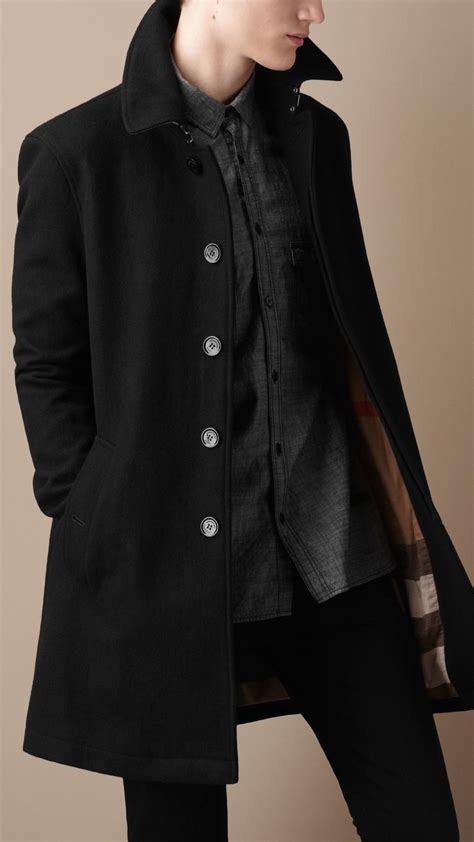 burberry brit black wool coat|Burberry full length trench coat.